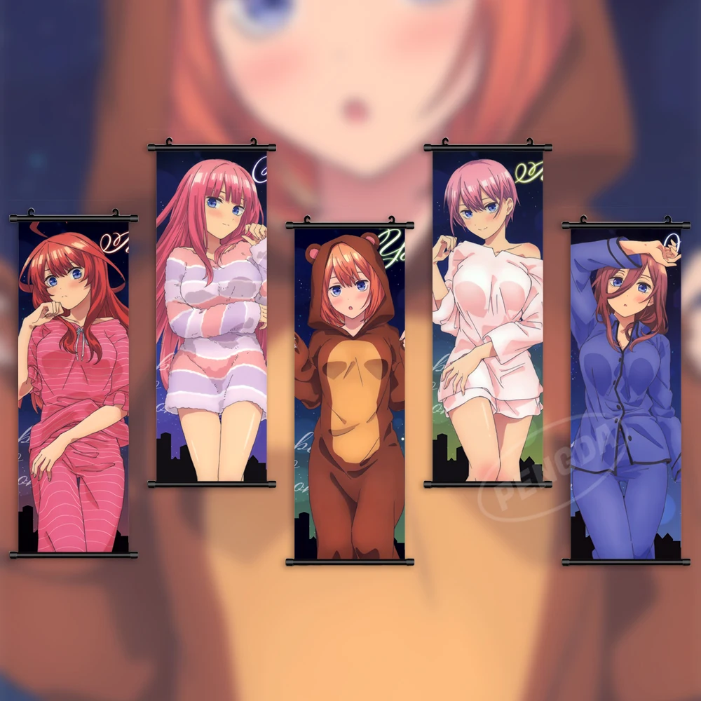 

Canvas HD Pictures Anime Poster The Quintessential Quintuplets Scroll Hanging Painting Nakano Yotsuba Wall Art Print Home Decor