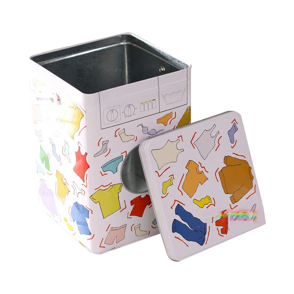 

Laundry Storage Tin Box Washing Detergent Metal Container Containers Basket Tinplate Canister Decorative Kitchen Beads Vintage