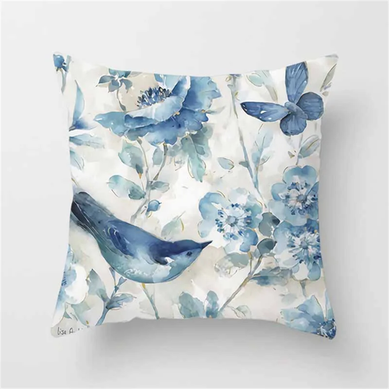 

Декоративная наволочка Blue Flower Polyester Velour 45x45 см