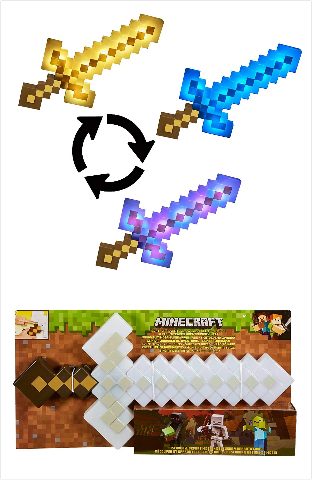 

Mining Pixel game peripheral weapon model glowing sound can change color diamond sword lightsaber with animal sound toy weapon