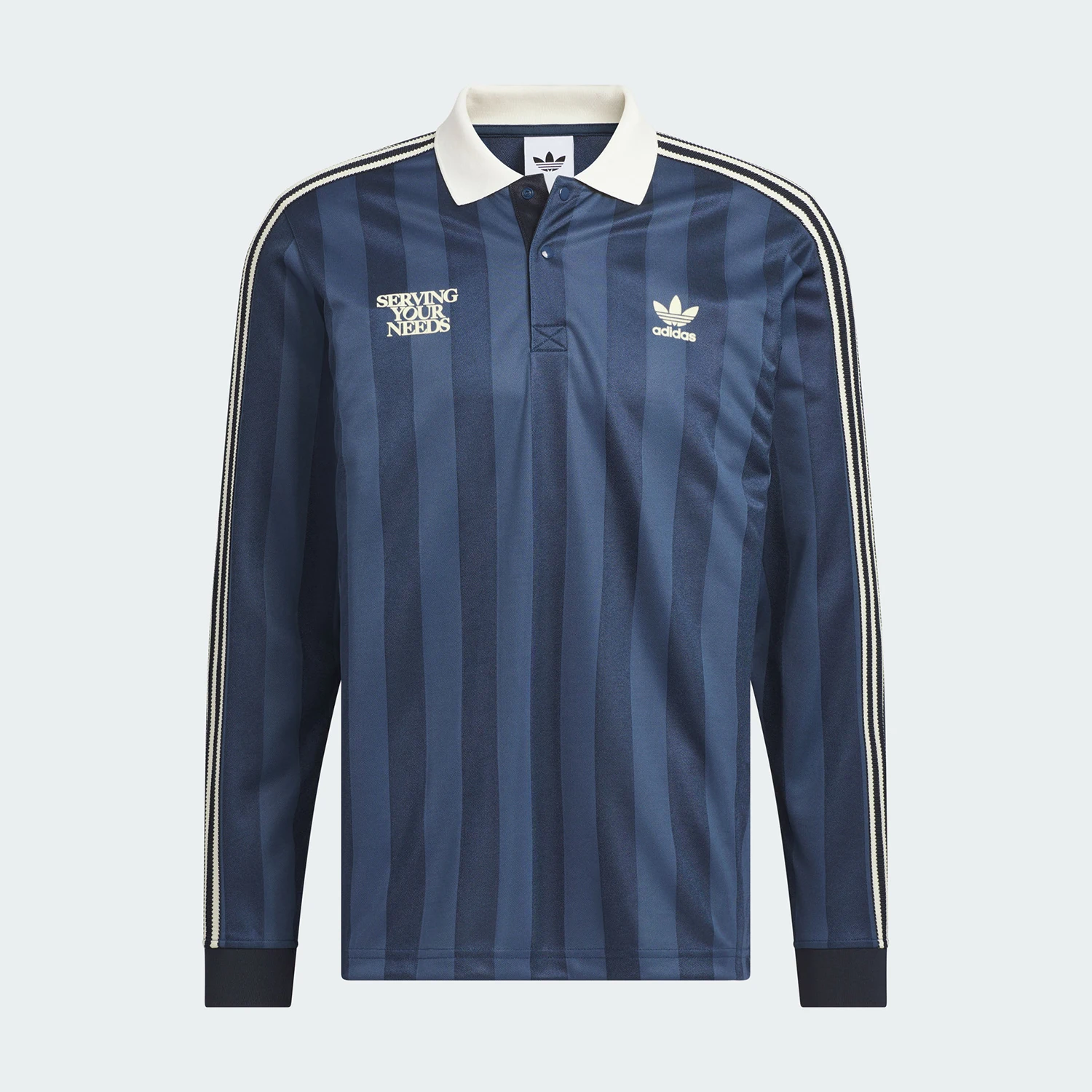 Фото Оригинальная мужская поло-рубашка Adidas с длинными рукавами и полосками, модель KT0840 №3
