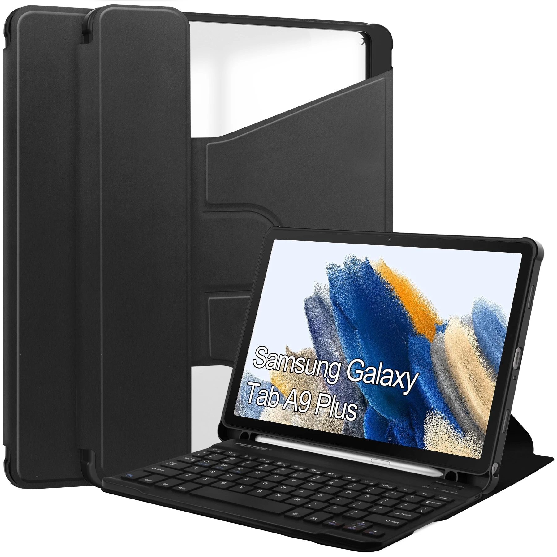 Кожаный чехол для Samsung Galaxy Tab A9 Plus SM-X216 SM-X210 планшетов прозрачный 360 ° Вращающаяся