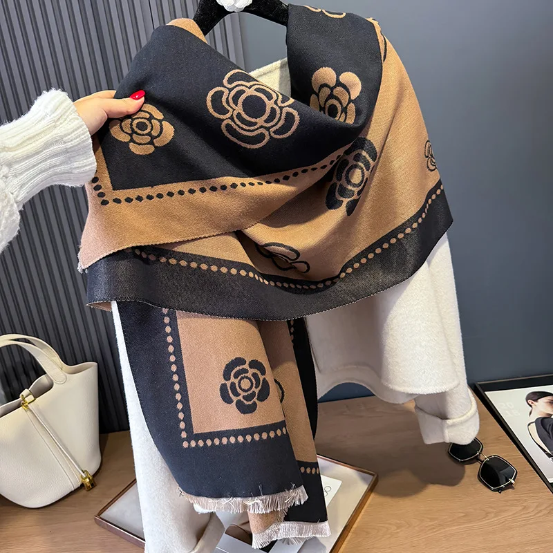 Осень-зима стильный и универсальный шарф пальто украшение теплый женский с