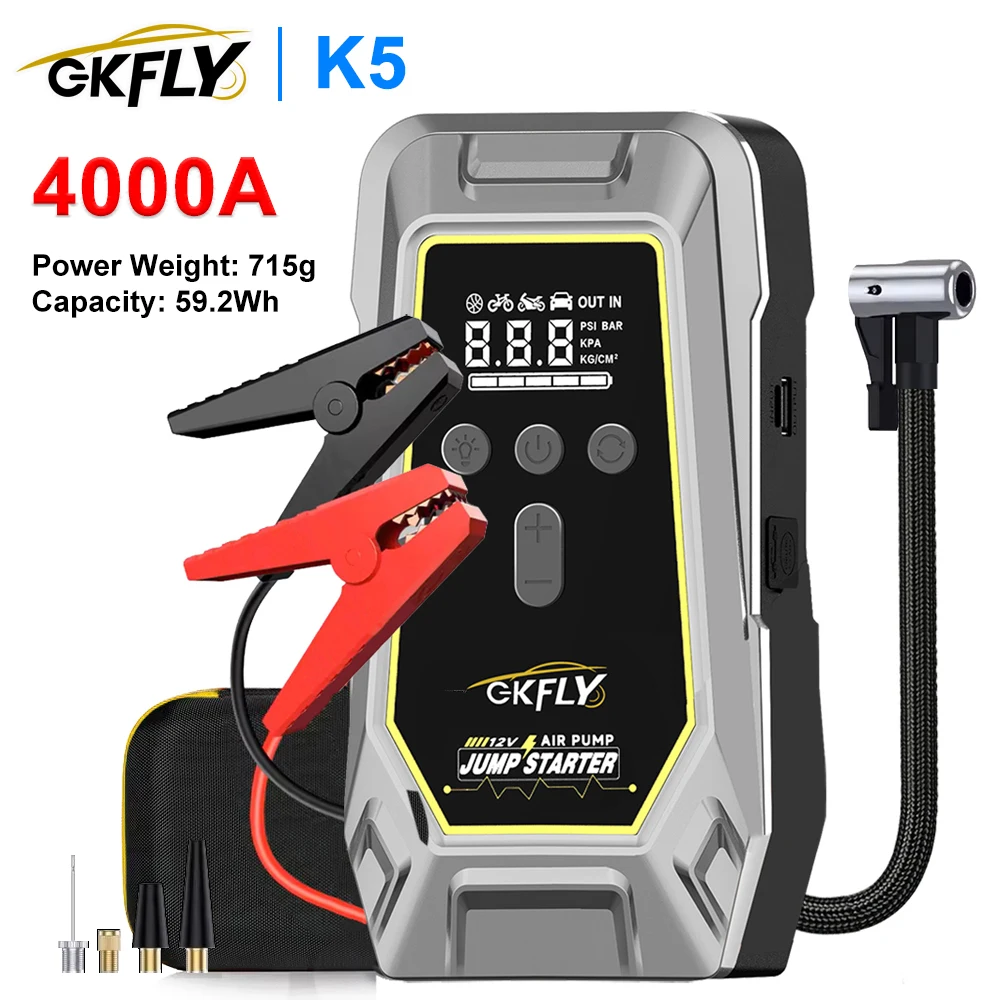 4000A автомобильный стартер с воздушным компрессором портативный Power Bank пусковое устройство 12 В автомобильное зарядное устройство усилитель автомобильного аккумулятора