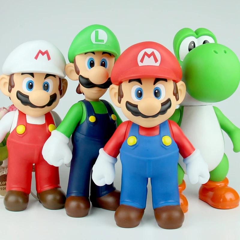 

Super Mario Bros Cartoon Dolls Anime Figures Mario Luigi Yoshi Peach Donkey Kong Collectible Model Toys for Kids Birthday Gifts
