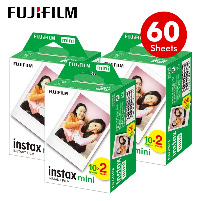 

Fujifilm Instax Mini Film White Edge 60 листов/упаковок фотобумаги для Fuji instant camera 8/7s1 1/25/50/90/liplay/link/evo
