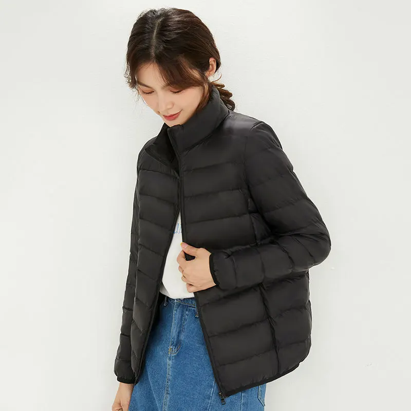 Autumn Winter Women Short Coats New Korean Fashion Tops Stand Collar Light 90% White Duck Down Jacket Female 2022 Casual Parkas