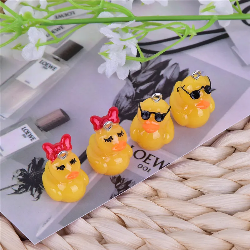 10pcs/pack Yellow Duck Boy and Girl Duck Resin Charms for DIY Earring Jewelry Design Making images - 6
