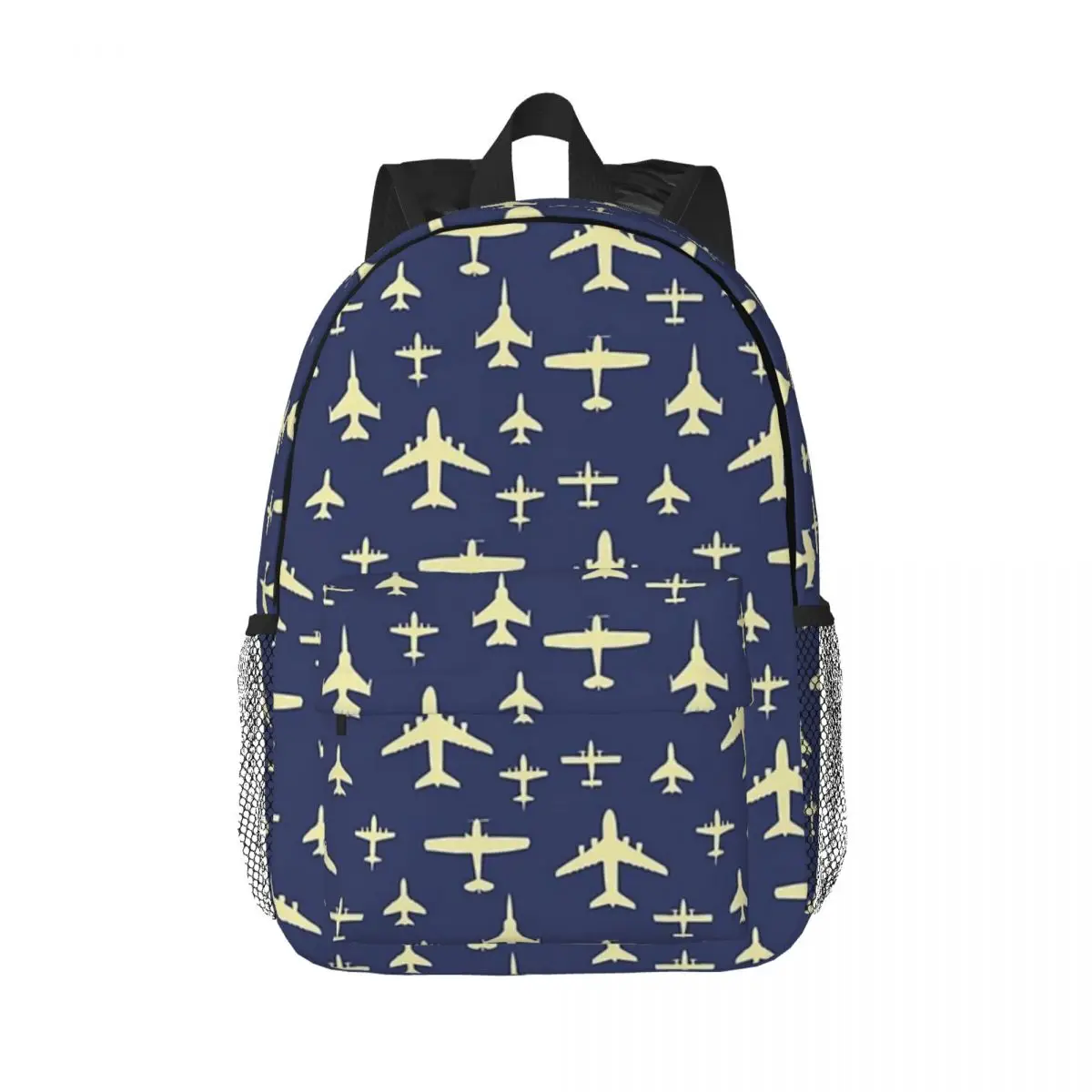 

Рюкзак Летающий с принтом самолетов, школьный ранец для мальчиков и девочек, портфель на плечо для ноутбука, темно-синий и бежевый цвета
