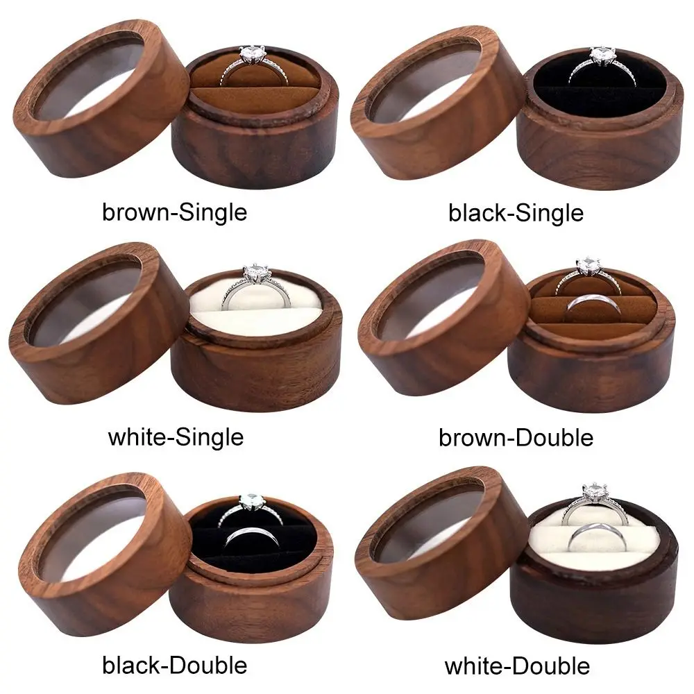 Коробка для ювелирных изделий из дерева с хранением кольца и дисплеем для влюбленных, подарок на помолвку.