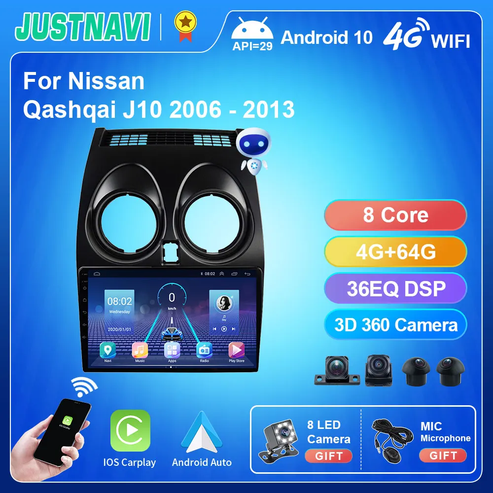 Автомагнитола для Nissan Qashqai J10 2006-2013 Android 10 0 мультимедийный плеер видео GPS Авторадио