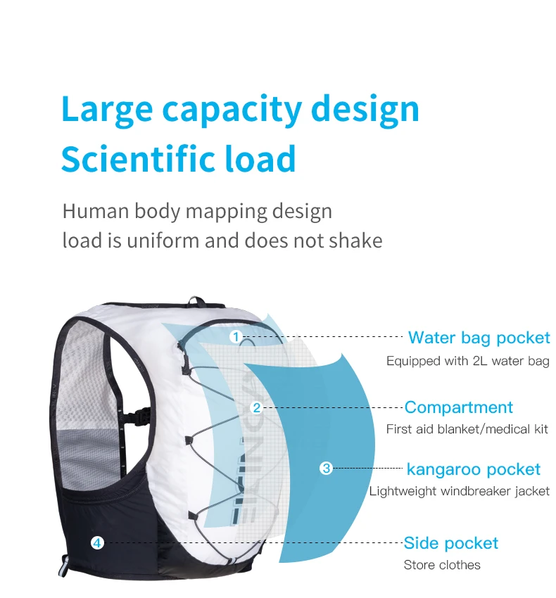 AONIJIE Breathable Running Hydration Cross Country Backpack Rucksack Bag Water Bladder Bag For Cycling Hiking Marathon C9108