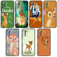 bambi anime phone case for xiaomi redmi note 4x 5 5a32gb 6 7 8t 8 9 9t 9pro max 9s pro black luxury silicone funda cover back
