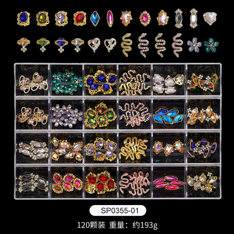 

1Box 3D Nail Art Rhinestone Gem Decoration Kawaii/Resin/Alloy Heart Nail Charm For DIY Nail Diamond Luxury Nail Supply Jewelry