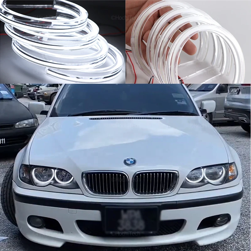 

525i 528i 530i 540i 131mm*4 White 318is 320i 323i LED Crystal Angel Eyes Halo Rings for BMW 3 5 7 series E36 E38 E39 E46 M3