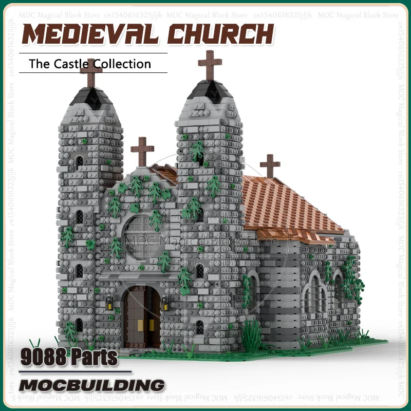 Средневековая церковь MOC строительные блоки деревенский город архитектура вид