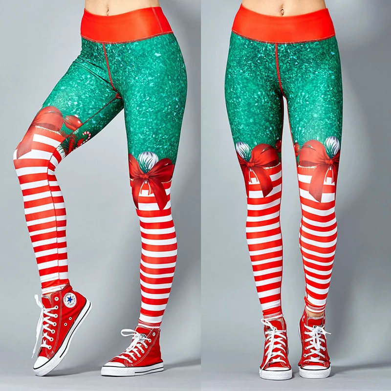 

2023 Christmas Trousers For Women Lady Casual Elasticity Skinny Leggins Mujer High Waist Workout Printing Stretchy Pants legging