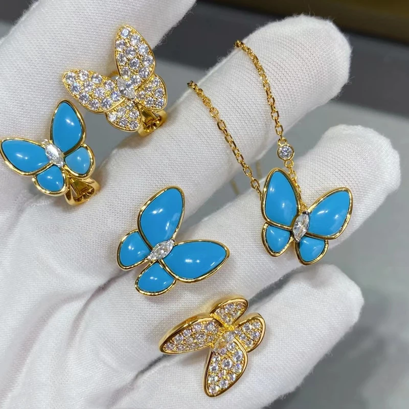 

Комплект из колье, серёг и кольца, с бирюзовым покрытием