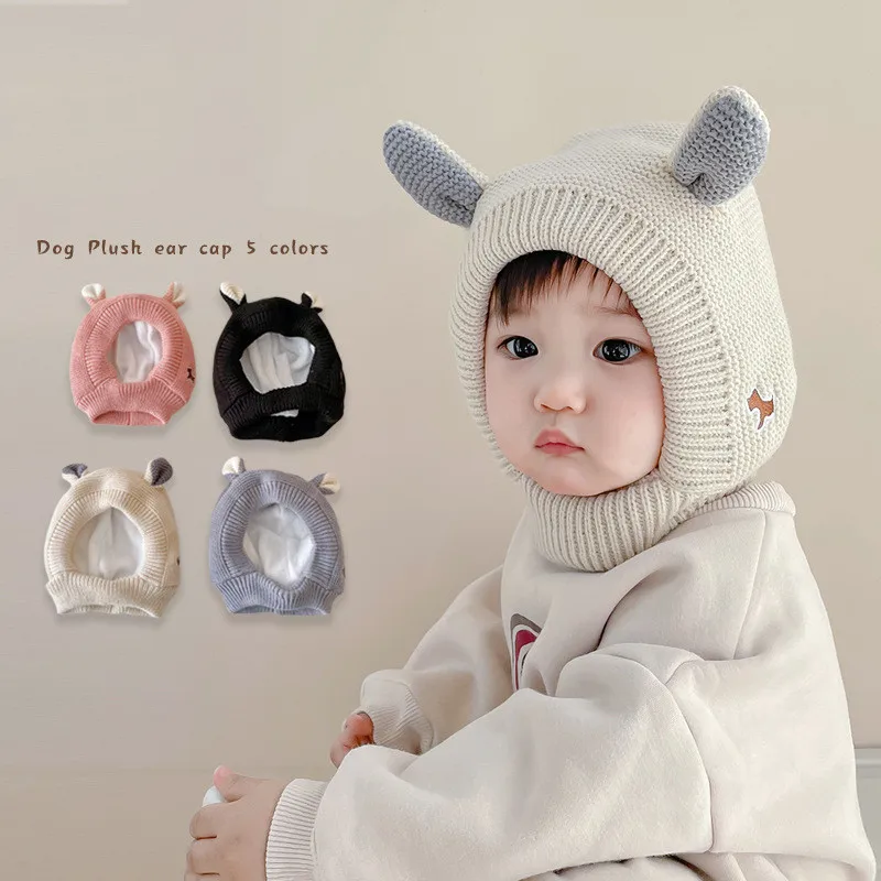 

1 Pc Autumn Winter Warm Kniting Hat for Infant Baby Boy Girl Double Layer Windproof Tab Beanie Newborn Photography Accessories