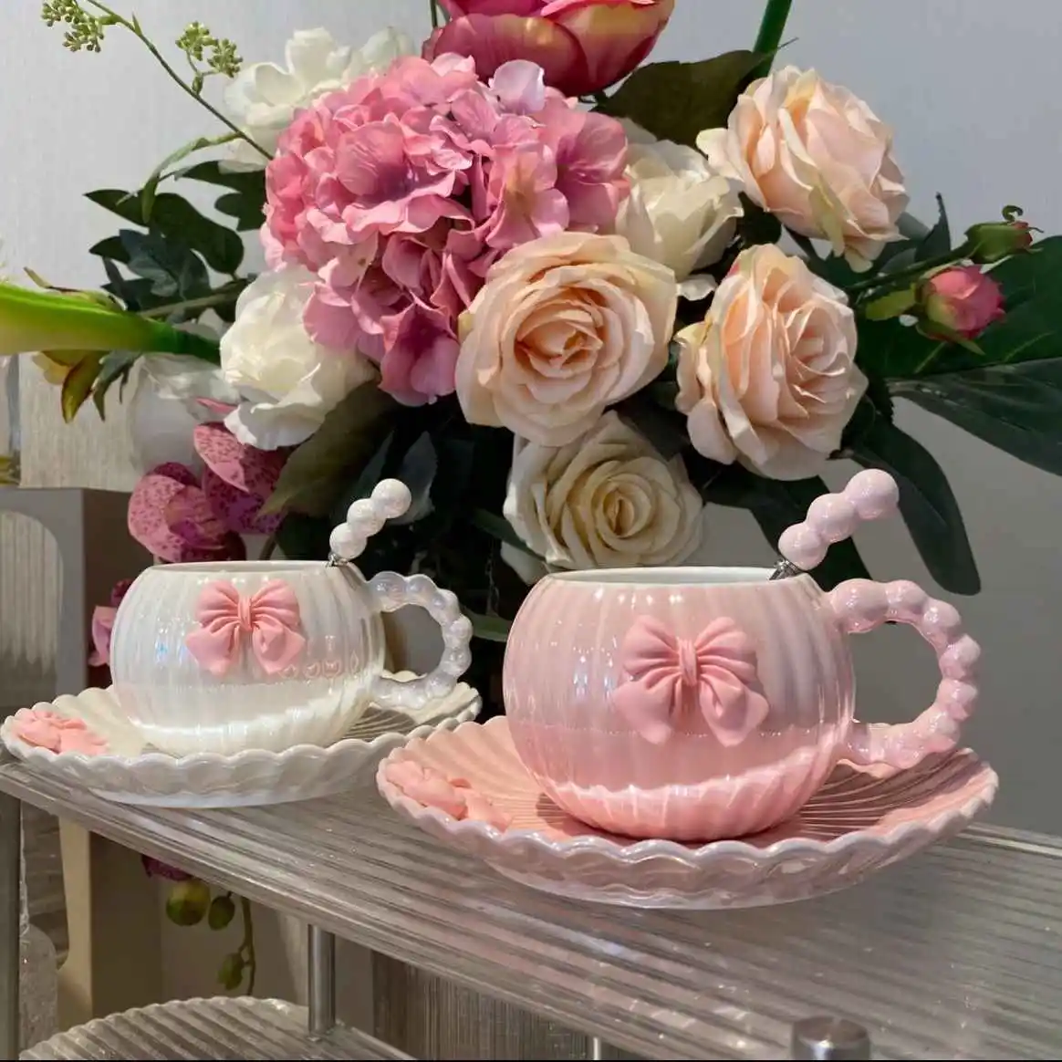 260 мл легкая роскошная кофейная чашка и блюдо с бантом декоративный керамический