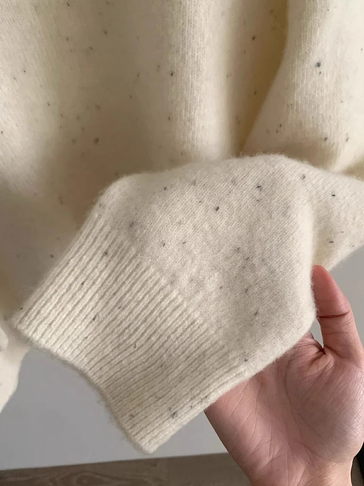 Новый вязаный женский свитер с подвесным воротником и пряжкой в форме сердца на