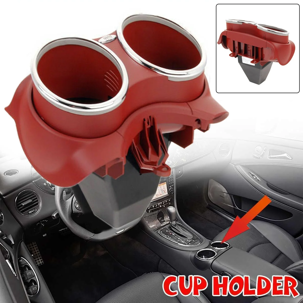 

Автомобильный подстаканник для Mercedes Benz W219 C219 CLS500 CLS63 2006-2011, двойной кронштейн, держатель для бутылки для напитков 21968004149051 красный