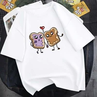 2021 summer new toast print t shirt casual pure cotton round neck unisex short sleeve 14 color harajuku daily cute fashion top