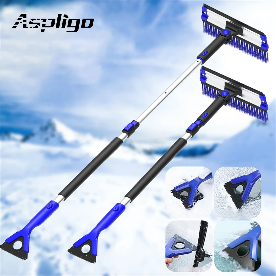 

Aspligo Extendable Snow Shovel Ice Scraper Snow Brush Water Remover For Car Windshield Window Snow Frost Cleaner Winter Tool