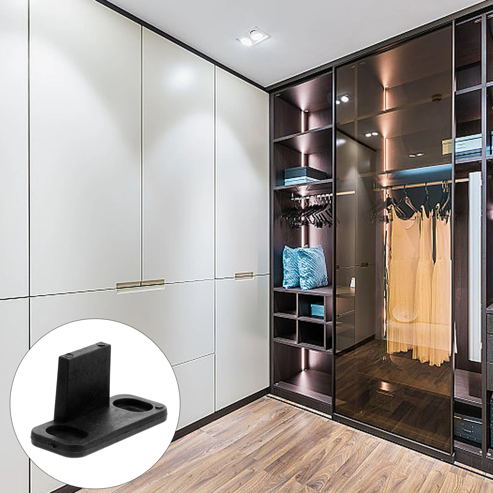 

4 Pcs Door Swing Stopper Sliding Closet Track Floor Guide Bearing Barn Guides Abs Mount