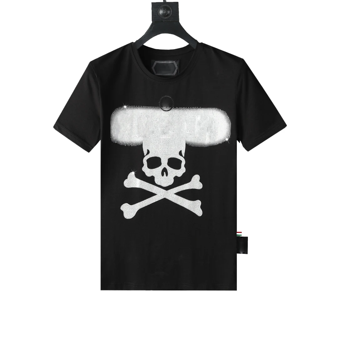 

21ss T-shirt men's metal letters embroidered leather Plein Plan European fashion trend round neck pullover pp Men T-shirt