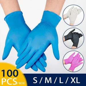 100pcs blue nitrile gloves pvc waterproof rubber latex gloves pink disposable work gloves kitchen gadgets set free global shipping
