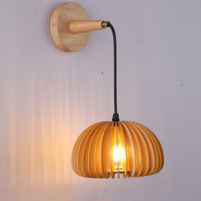 

Modern Pumpkin Wooden Wall Lamps LED Aesthetic Free Shipping Bathroom Wall Light Reading Dining Lampara Pared Home Decorations