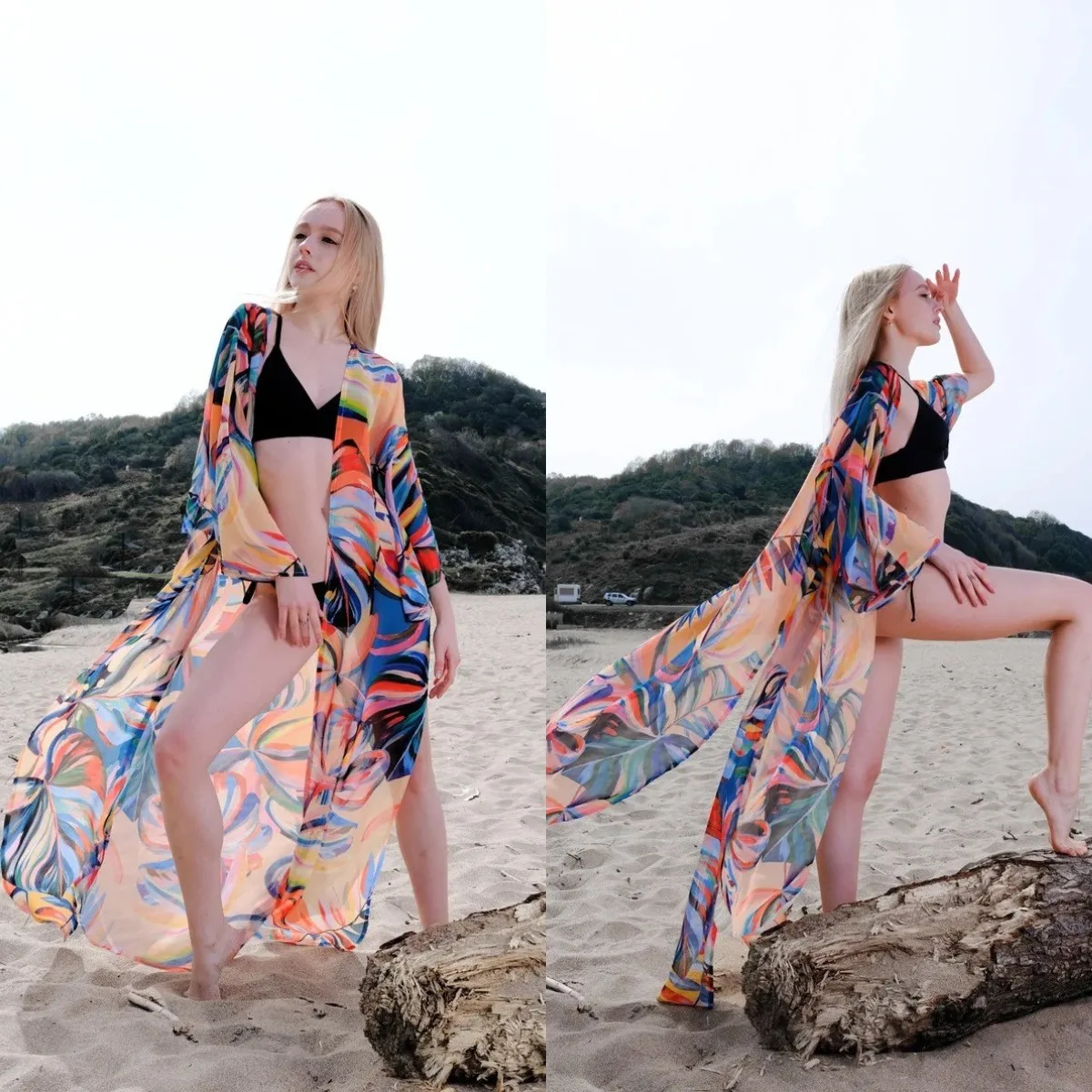 

Beach Blouse Chiffon Kimono Cardigan Wrap for Women Robe Summer Printed Holiday Skirt Bikini Sunscreen Cardigan Party Vestidos