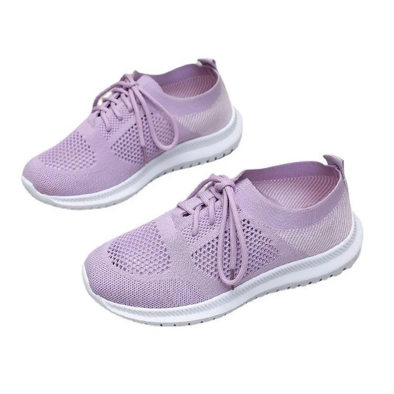 

Simple and Comfortable Large Size Casual Flat Shoes Women's 2022 Spring New Fashion Mesh Lace-up Women's Sneakers
