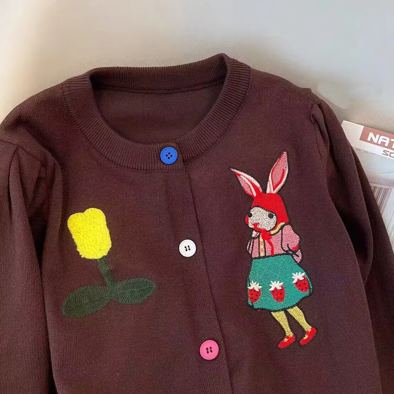 Осенний винтажный женский свитер кардиган с круглым вырезом повседневное