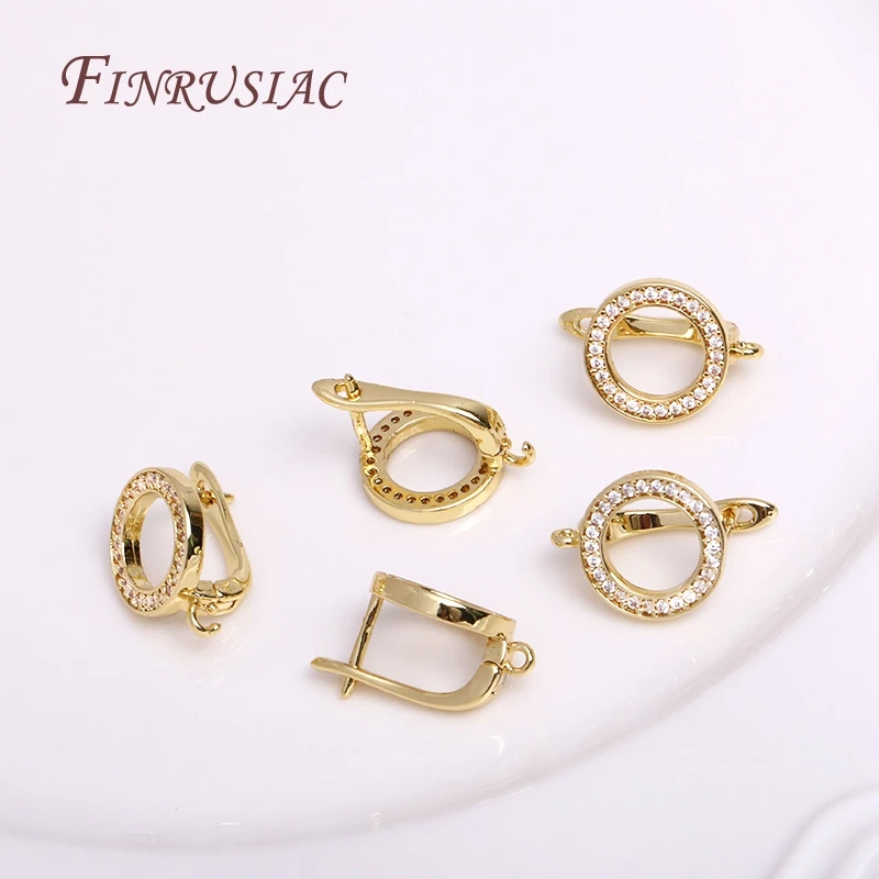 швензы для сережек люкс Позолоченные сверкающие полые круглые серьги с ...