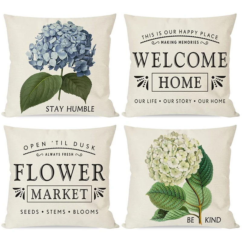

Spring Pillow Covers 18X18 Set Of 4 Farmhouse Throw Pillows Spring Decorations Cushion Covers For Home Couch Outdoor