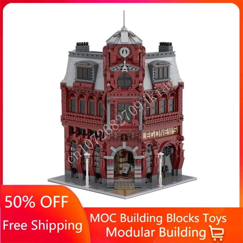 

4743PCS Customized MOC Modular The Newspaper Building street view Building Blocks Bricks Children birthday toys Christmas gifts