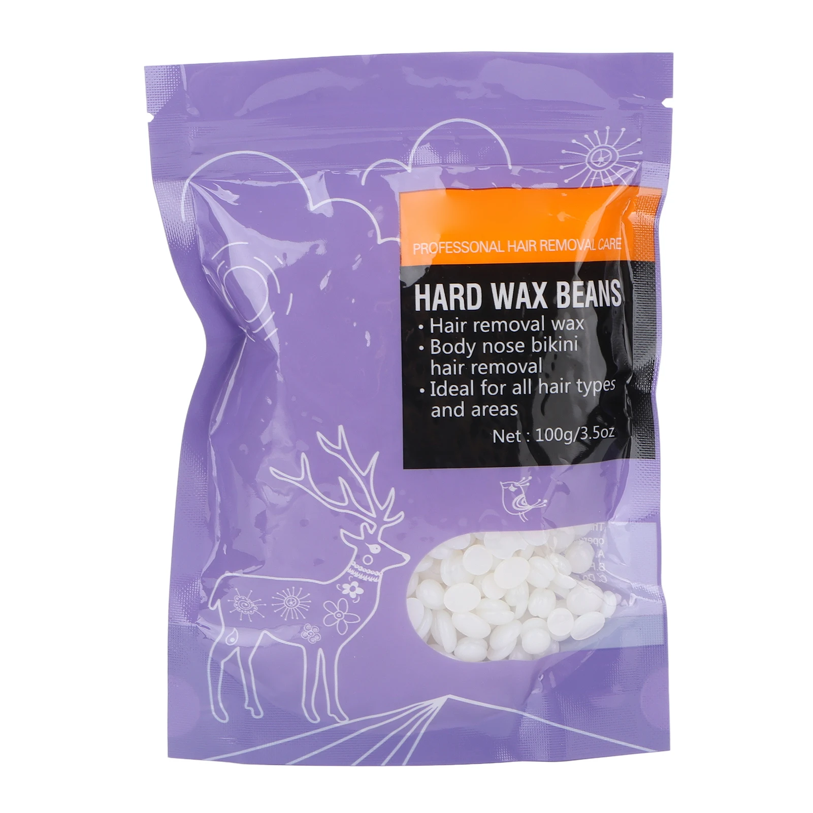 

3.5 Oz Paper Free Depilatory Wax Beans Low Melting Point Strong Viscosity Shiny Purple Hard Wax for Hair Removal