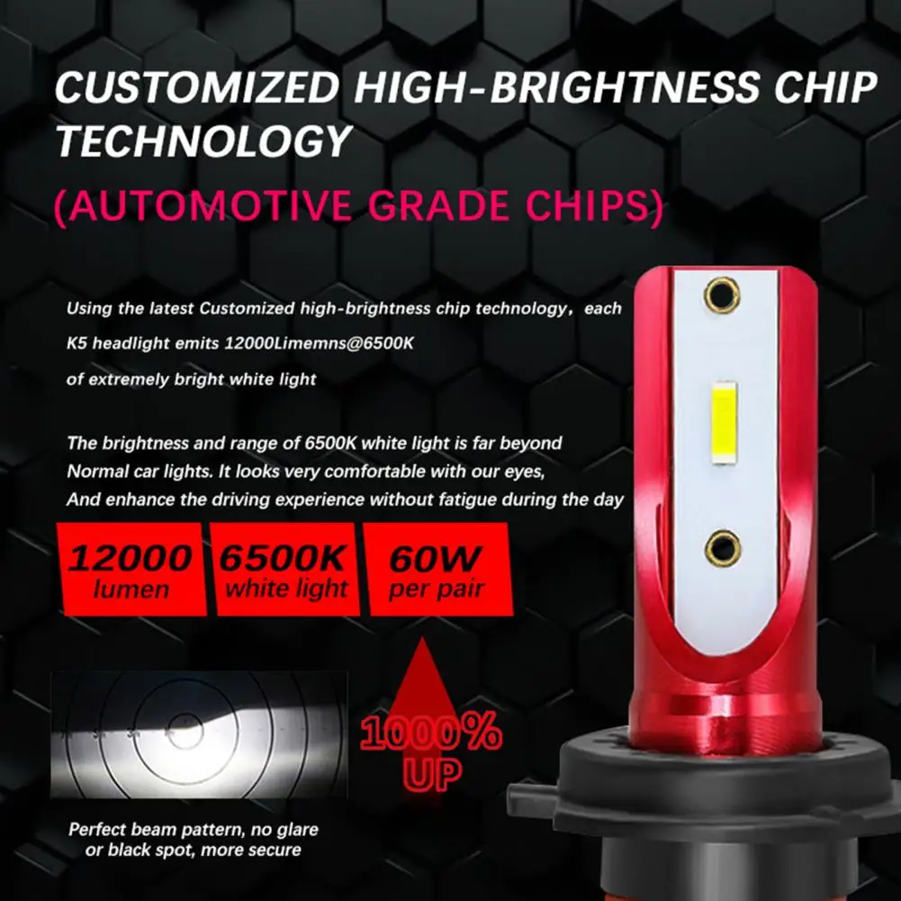 

Автомобильные фары головного света, 1 пара, H3 9005 H4 9004 H7 9006 H13 9007, авиационный алюминиевый сплав, эффективное рассеивание тепла, подходит для 90