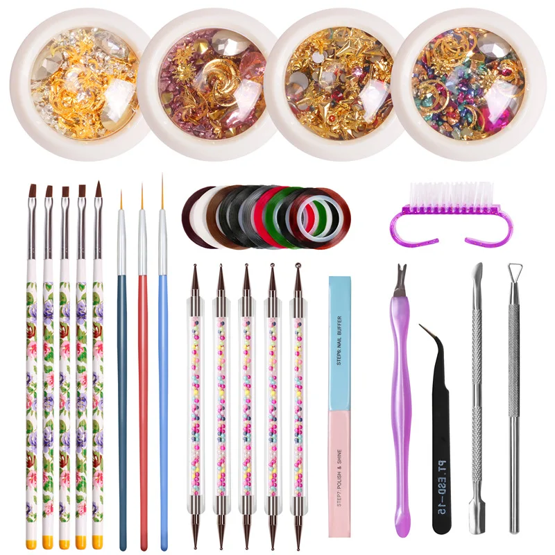 

Nail Kit Professional Set Nails Decoration Nail File Jewelry Painted Pen Dotting Tools Manicure Nail Salon Supplies And Tools