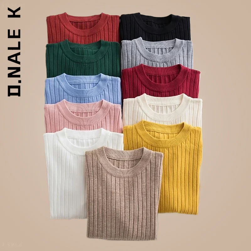 

Зимние Топы D.Nale K, Пуловеры с круглым вырезом, свитеры, вязаный мягкий джемпер, топы 2022, новая рубашка, корейский облегающий плотный свитер с ...