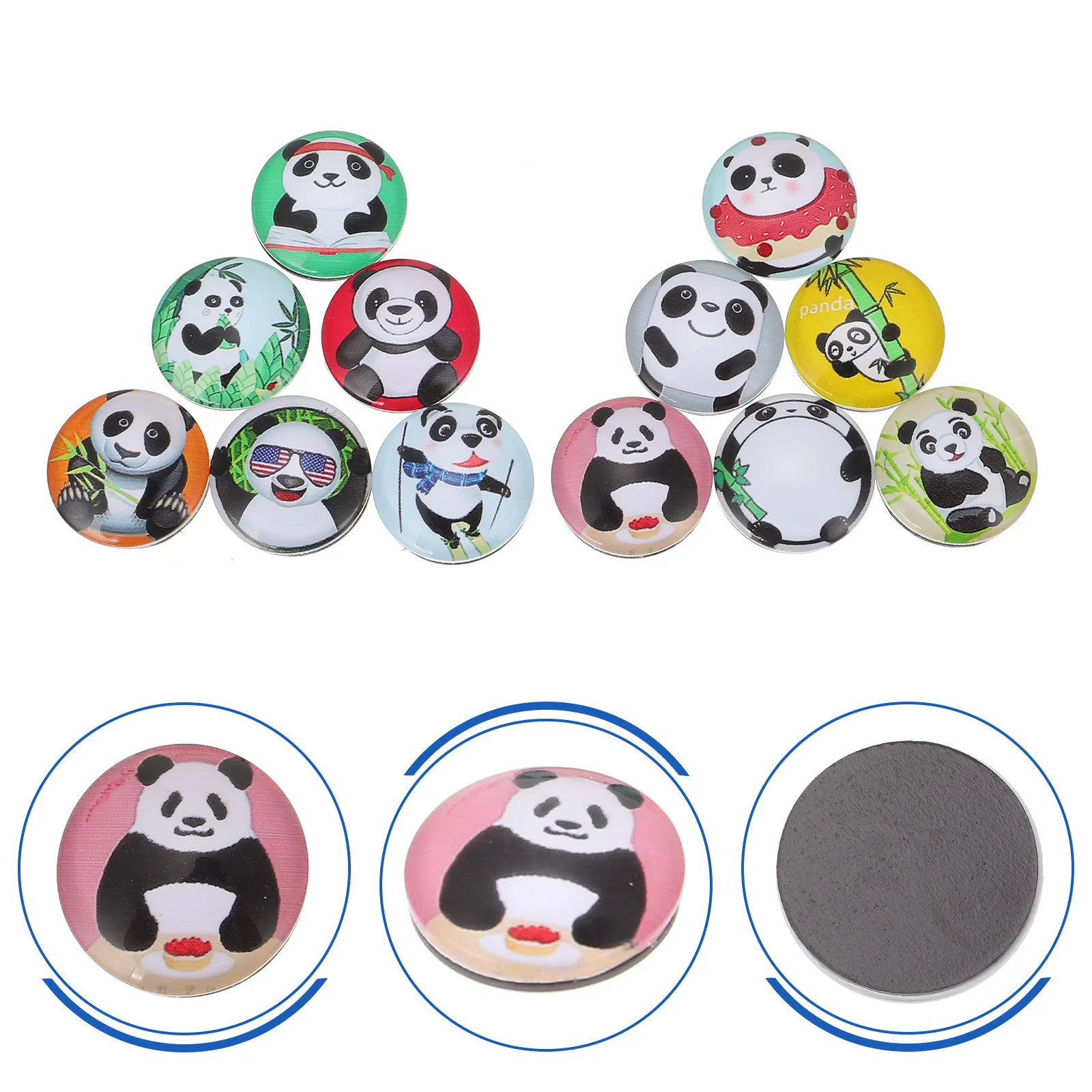 

12pcs Refrigerator Cartoon Panda Magnet Stickers Decorative Fridge Stickers