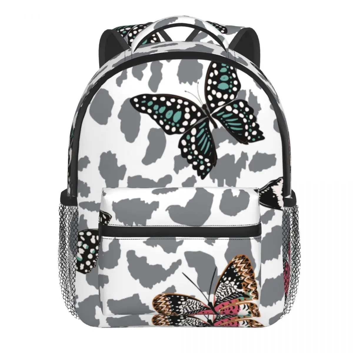 Butterflies Flying On Animal Leopard Skin Kids Backpack Toddler School Bag Kindergarten Mochila for Boys Girls 2-5 Years