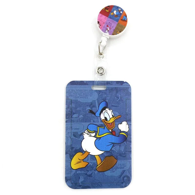 

Donald Duck Cartoon Cute Credit Card Holder Lanyard Women Men Kid Student Badge Reel ID Name Bus Clips Card Badge Holder