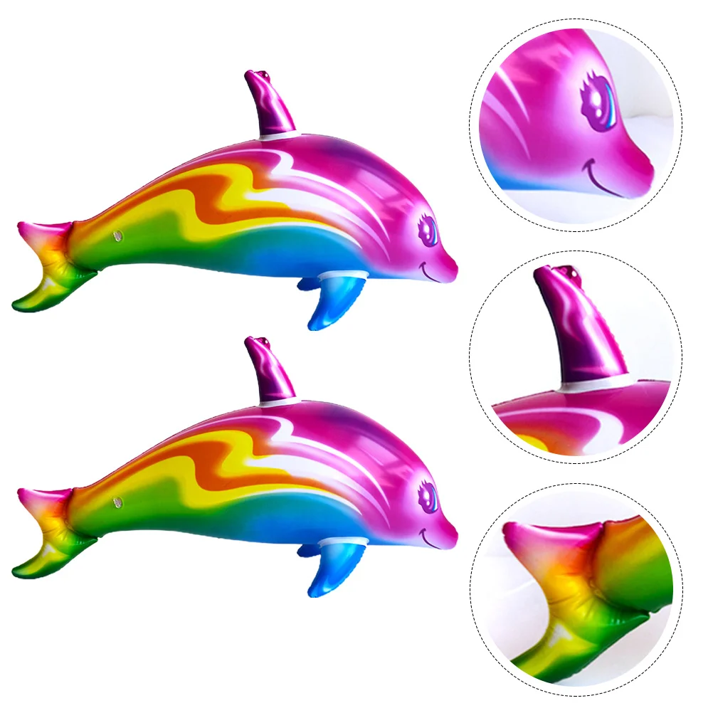 

2 Pcs Inflatable Dolphin Toy Foil Balloons Giant Learning Puzzle Party Favors Pvc Children Beach Game Pool