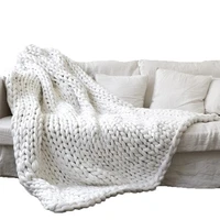 hand chunky knitted weighted blanket thick yarn throw blankets for sleep couch blankets for beds winter home decor