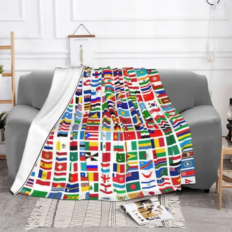 

Flag Of The World Flannel Summer Travel Globetrotting Portable Lightweight Throw Blankets For Bed Bedroom Bedspreads
