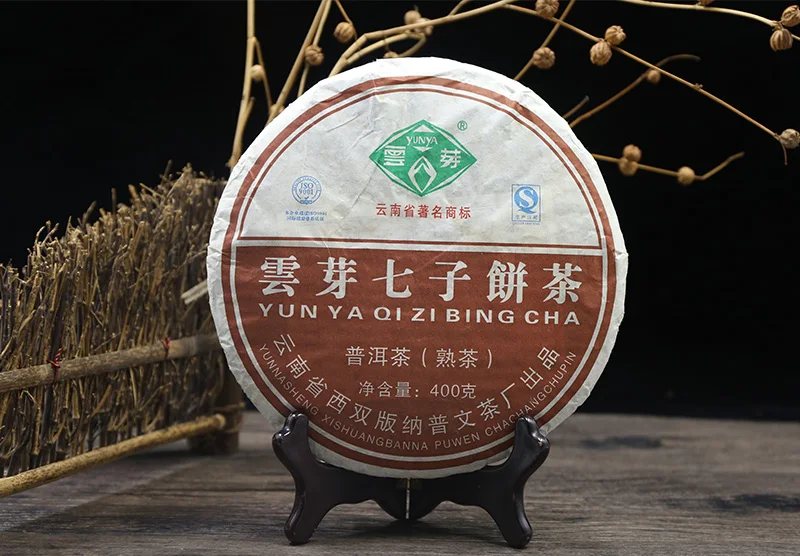 

2014 Year China Yunnan Ripe Pu-erh Yunya Qizi Cake Tea 400g Health Care Shu Pu'er Tea No Tea Pot