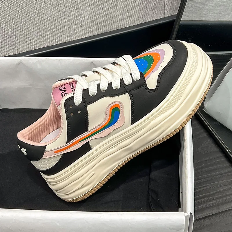 Soft Soles 6cm Chunky Sneaker 2023 Fashion Female Breathable Hidden Heels Casual Women Vulcanize Five Style Platform Woman Shoes